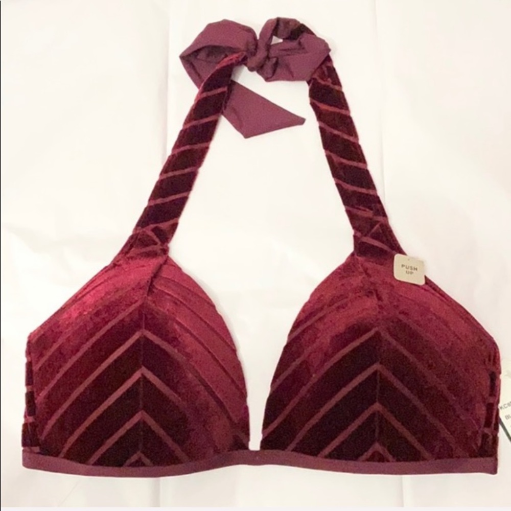 Kenneth Cole Sultry Solid PushUp Halter Bikini Top